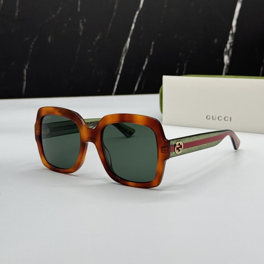 NEW GUCCI GG0036SN 003 HAVANA SQUARE WOMEN SUNGLASSES